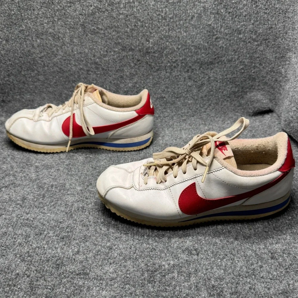 Nike Cortez Basic Mens 9 White Red Blue Forrest Gump Retro Sneakers 819719-103